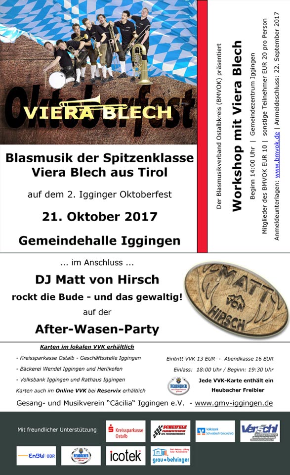 Blasmusik der Spitzenklasse aus Tirol mit Viera Blech und anschließender After Wasen Party