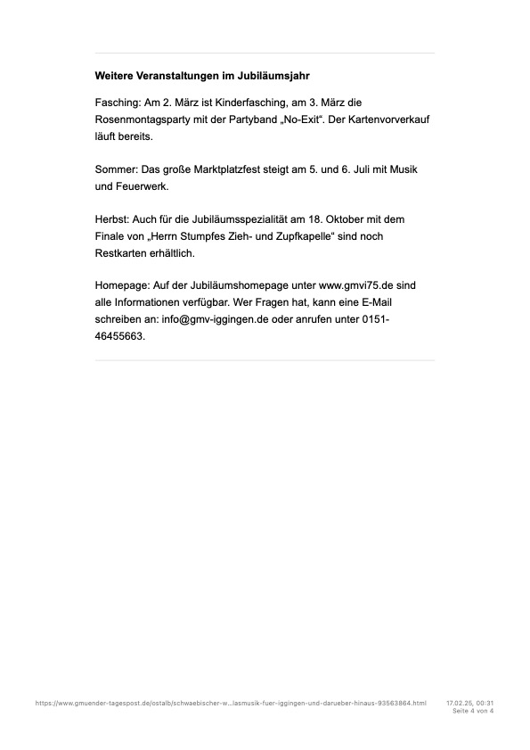 Artikel aus der Gmünder Tagespost vom 10.02.2025