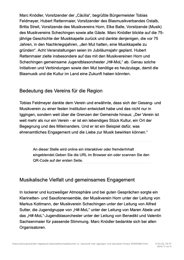 Artikel aus der Gmünder Tagespost vom 10.02.2025