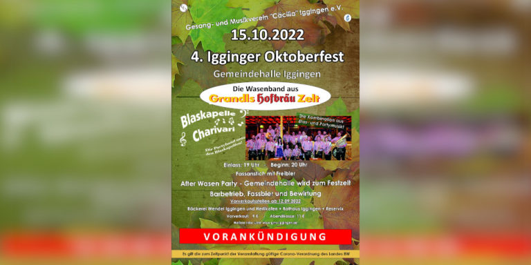 2022 07 Flyer Vorankündigung 4. Igginger Oktoberfest web slider